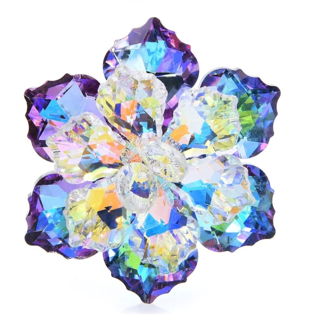 Sparkling Purple & Lavender crystal flower pin brooch